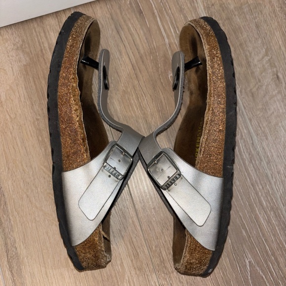Silver Gizeh Birkenstock Sandals - Picture 4 of 7